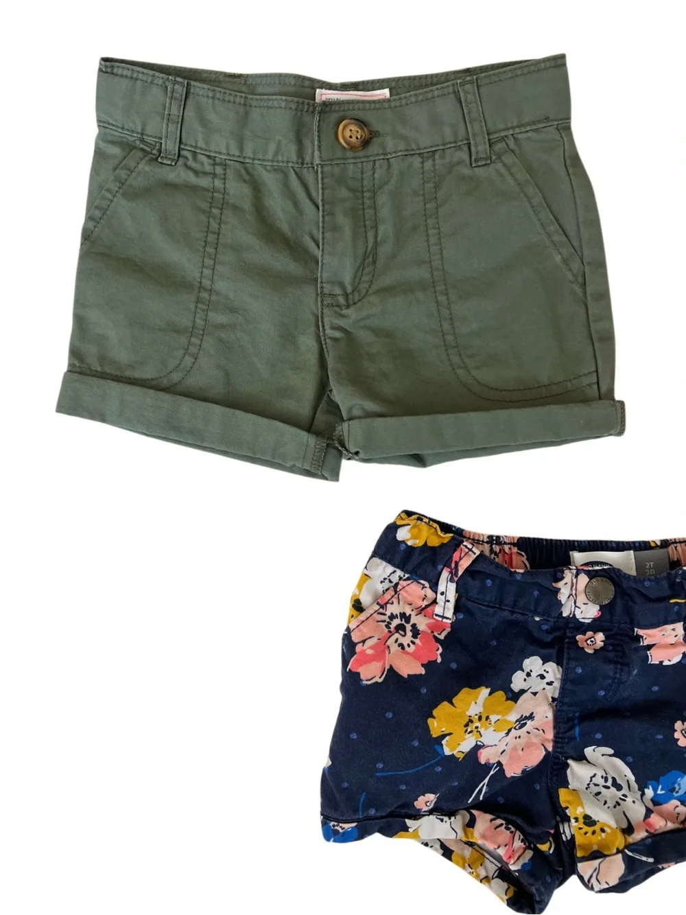 Old Navy, Carter’s Girls Shorts Bundle - Olive Green, Pink & Navy Floral | 2T